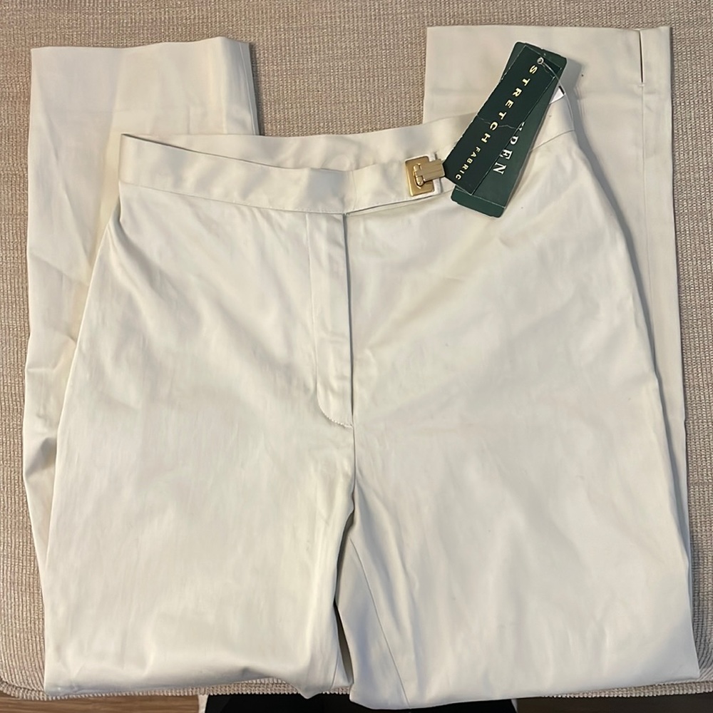 Ralph Lauren High Waist Golden Clasp Cotton Stretch Crop Pant